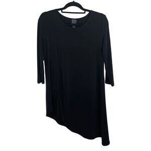 Clara Sun Woo Black Stretch Asymmetrical Tunic Top Size S